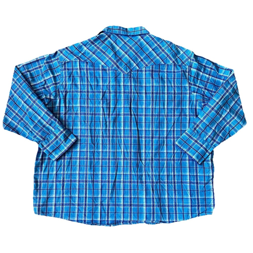 Wrangler Mens 3XL Shirt Retro Western Cowboy Pearl Snap Button Long Sleeve Plaid - Picture 3 of 6